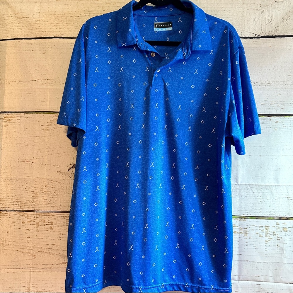 PGA Tour Men's Golf Polo Performance Short Sleeve Shirt Size: Extra Large, Blue